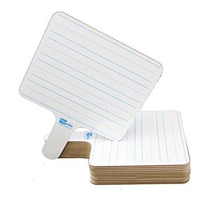 Flipside Products - 7.75" x 10" Two-Sided (Lined Side/Blank White Side) Rectangular Dry Erase Writing Answer Paddles, 12 Pack + Black Markers + Erasers