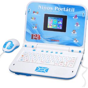 Kids Laptop, Color Screen Bilingual Laptop Spanish/English with 124 Learning Modes, Computer for Kids Ages 5+