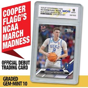 2024-25 Topps Cooper Flagg Rookie Card #95 March Madness Debut Duke University #1 NBA Pick - Graded GEM Mint 10