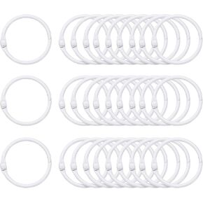 HARFINGTON 50pcs Binder Rings 1 Inch Loose Leaf Binder Ring Metal Book Rings Colorful Loose Leaf Rings for Index Cards Keychain Key Notebook Rings for Home Office, White