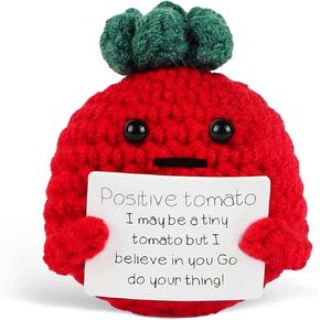 Handmade Emotional Support Crochet Tomato, Positive Crochet Gifts for Dad Mom Son Daughter Sister Friend Coworkers, Birthday Graduation Go do Your Thing