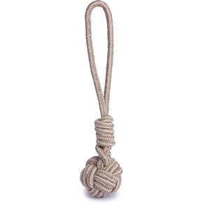 Interactive Dog Toys Rope Tug of War, Natural Cotton Toys for Teething, Premium Beige Knot for Large, Medium and Small Dogs, Gum Stimulation for Teething Puppies (34cm)