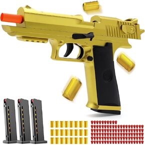 Toy Gun Pistol Fidget Toys, Soft Bullet Shell Ejecting Automatic, Gold Toy for Boys, Realistic Play for Kids Adults, Boy Gifts for Birthday Halloween Christmas Age 8+