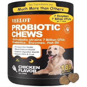 Probiotics for Dogs,Probiotic Chews for Dogs,Plus Digestive Enzymes,Prebiotics and Fish Oil,for Gut & Itchy,Probiotic for Dog Anti Diarrhea, Upset Stomach & Gas Relief,180ct