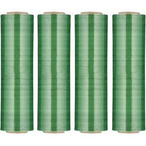 MMBM Tinted Color Cast Hand Stretch Wrap, 18 Inch x 1500 Feet, 80 Gauge, 4 Pack, Green Colored Plastic Cling, Stretch Film Rolls, for Color Coding Moving Packing Pallets
