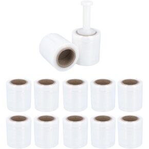 PSBM Pre-Stretched Mini Stretch Wrap, 12 Pack, 5 Inch x 1000 Feet, Clear, Small Plastic Cling Film for Pallets Moving Storing
