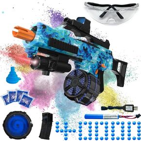 Electric Gel Ball Blaster, High Speed Automatic Splatter Ball Blaster with 40000+ and Goggles, JIFTOK Rechargeable Splatter Ball Toys for Outdoor Activities Shooting Game Party Favors-Blue G36