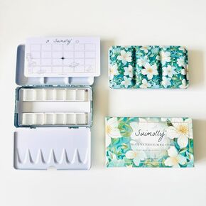 Empty Paint Box for Artist Watercolor Palette,Travel Water Color Palette Tin with 12 Half Pans,Unique Pattern Portable Metal Palette Tin Box