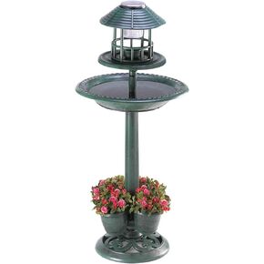 Zingz & Thingz French Country Garden Centerpiece Solar Bird Bath, 17x17x36.5, Green
