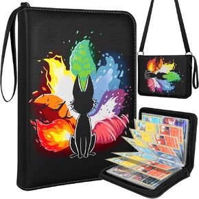 for Card Binder with 440 Pockets 4 Pocket - Trading Card Collection Album Folder for Kids Boys Girls Teens Girly for Sports Cards Game Cards with Zipper Hand Carrying, Cat