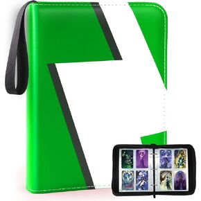 Card Binder 4 Pocket Trading Game Collection Album with 50 Removable Sleeves, Premium PU Holder Zipper, Trading Card Book Holder for Game Cards, Sports Cards, Baseball, Basketball, Football Cards