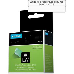 DYMO 30277 LabelWriter 2-Up File Folder Labels, 9/16 x 3 7/16, White, 260 Labels/Roll