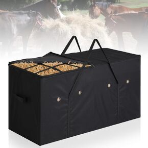 Aliceset Hay Bale Bag 44x18x22 Inch Extra Large Hay Bale Storage Bag Top Slow Feeder Belt Design, 1680D Oxford Cloth, Heavy Duty Tote Container for Horses, Goats, Sheep, Donkeys, Barn and Stable