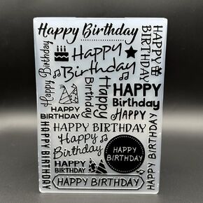 3D Plastic Embossing Folder Template Happy Birthday Text Texture 5x7 Inch for Card Making DIY Scrapbooking Paper Crafting Handmade Crafts Scrapbooking Arts Supplies Scrapbook Decor