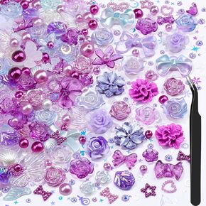 450pcs راتنجات راتنج زهرة مجموعة - 900 عباد الشمس أحجار الراين وسحر الفراشة ثلاثية الأبعاد ، 2 مم مجوهرات DIY صنع لوازم ديكور/حذاء الهاتف مع اللؤلؤ (وردي)