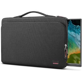 16.1/15.6 Inch Portable Monitor Case, 15.6 inch Laptop Protective Carrying Cover with PU Handle, Large Accessory Pocket and Water Resistant for Travel Monitor Bag Display Screen Sleeve, Black