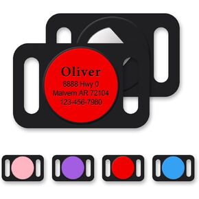 Personalized Engraved Airtag Pet Collar Holder,Slide On Personalized Airtag Case,Adjustable Dog Collar Pet ID Tag,Custom Name Phone or Small, Medium, Large Dogs and Cats (Small Blue)