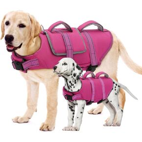 EMUST Dog Water Vest, Ripstop Large Dog Life Vest with Superior Buoyancy, Lightweight High Visibility Pet Life Jacket DFD for Small Medium Large Dogs, Blue, XL