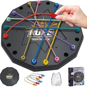 Brainy Knots Rope Untangling Game, Stress Relief String Solution Central Lacing Toys with Multiple Difficulty Levels for Family Parent-Child Interaction, Travel & Parties (Black)