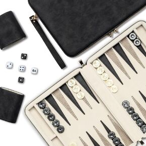 Backgammon Sets for Adults, Classic Board Game with Folding Leather Backgammon Case, Portable Travel Backgammon Game Set (Blue) in Saudi Arabia