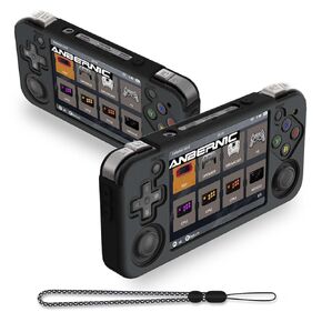 FIOPAZ for Anbernic RG35XX H Silicone Case, Soft Skin for RG35XXH Protective, Anti-Scratch Washable RG35xx H Handheld Game Console Case with Lanyard (Black)
