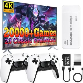 20000+ Wireless Retro Gaming Console, Retro Gaming Stick,Classic Retro Play Plug and Play Video Gaming Stick, 4K HD HDMI TV Game Stick (64G)