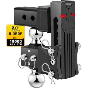 حامل كرة وصلة مقطورة قابل للتعديل من Airbird مع كرة مزدوجة 2 بوصة و2-5/16 بوصة، قطرة 5 بوصة، تناسب فقط جهاز استقبال وصلة ربط 2.5 بوصة، 20,000 رطل GTW - 722505 (2.5 بوصة 7 قطرة)... in Kuwait