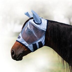 Professional's Choice Fly Screen Mask | UV Protective Lightweight mesh | Breathable and Soft Ear coverings | Forelock Hole for Added Security and Comfort | Horse Size