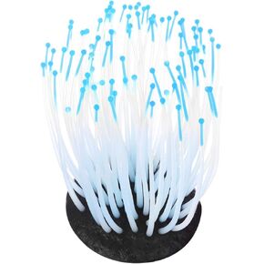 Fdit Artificial Sea Anemone Coral Vivid Plant for Aquarium Underwater Ornament Decor Fish Garden Night Light(Blue)