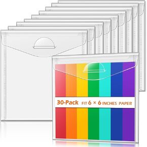 tutata 6x6 Inch Scrapbook Storage, Scrap Storage with Lid, Plastic Sleeves for Holding Scrapbook Paper, Origami Paper, Cookie Stencil, Cardstock, 30 PCS