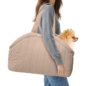 Dog Purse Carrier for Small Dogs - Dog Carrier Purse with Secure Harness Clip, Dog Tote Bag for Small Dogs and Puppies - Brown