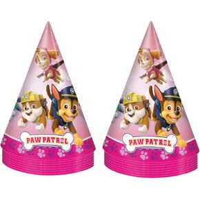 Unique Paw Patrol Girl Party Hats 16 Party Hats with Celebrate With Me Sticker | Kids Birthday Party Supplies