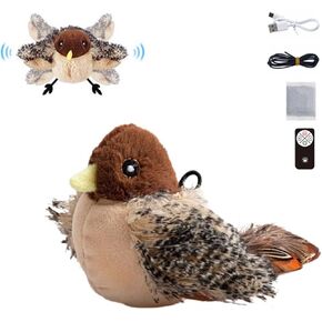 flying bird cat toy，Toys to accompany pets，flapping bird cat toy，Plush pet sound toy，Detachable cloth cover，flying bird cat toys for indoor cats，USB charging，Chirping Bird Cat Toy Flapping Wings