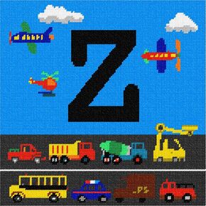 Pepita Needlepoint Canvas: Letter Z Busy City, 10" x 10"