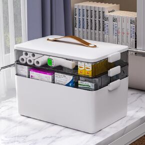 JOYBOS 19.7 Quart Plastic Storage Box with Removable Tray Durable Craft Organizers Container for Organizing Bead,Tool,Art, Sewing,Playdoh