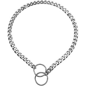 Silver Choke Collar for Large Dogs Metal Dog Chain Choker Collar Heavy Duty Training Slip P Chian Martingale Dog Collars for XXS XS Small Medium Large Breed Pets Boys Girls, L