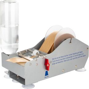 Metal Water Activated Tape Dispenser, One-Button Tape Feeder for 0.75-3.75" Wide Shipping Tape, with 500ml Auto Water Supply & Suction Cup Feet