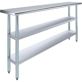 Stainless Steel Work Table with Double Undershelf – Commercial Prep Table for Kitchen, Bakery, Restaurant – NSF Certified (18 x 36)