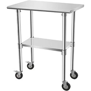 Stainless Steel Work & Prep Table with Caster Wheels and Under Shelf for Restaurant, Home, Hotel,36''x24''