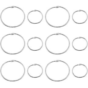 Loose Leaf Binder Rings Extra Large Office Book Rings Nickel Plated Steel Binder Rings for Memo Archiving Key Ring Scrapbook, etc. (6 OD 50mm and 6 OD 85mm) 12PCS