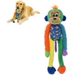 Multicrew Monkey Plush Dog Toy 18" – No-Stuffed Dog Toy with Six Squeakers, Soft Plush for Large and Medium Dogs.