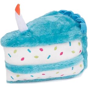 Dog Birthday Toy Plush - Interactive Puppy Gift Box for Birthday Boy/Girl Dogs, Soft Chewable Toys for Small Medium Large Breeds, Cute Pet Supplies with Fun Food Design (Blue)