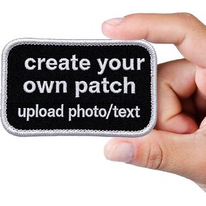 Make Your Own Embroidered Patches, Upload Logo, Photo Or Text, Sew On, Iron On, Hook and Loop, Patch for Shirt, Bag, Hat, Uniforms, Pack 1 5 10 50 100 500, Bulk for Companies, Workshop, Team