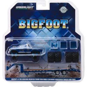 Greenlight 30054 Bigfoot #1 1974 F 250 Monster Truck on Gooseneck Trailer w/Replacement Tires (Hobby Exclusive) 1:64 Scale