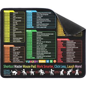 Excel Cheat Sheet Desk Pad - Mouse Pad - Excel Cheat Sheet Desk Mat, Non-Slip Base Mousepad Suitable for Office, Computer Games, Desk Mat and More (1, 11.8" x 9.84")