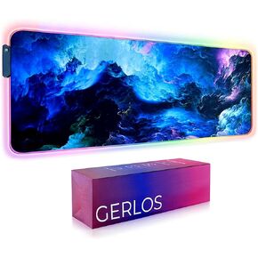 Gerlos RGB Large Gaming Mouse Pad, Extended Soft LED Mouse Pad, Non-Slip Rubber Base, Water Resist Keyboard Pad, Computer Mousepad 31.5×11.8 inches