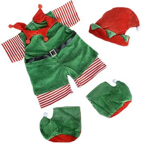 Christmas Elf Teddy Bear Clothes Outfit Fits Most 14"-18" Build-a-Bear and Make Your Own Stuffed Animals