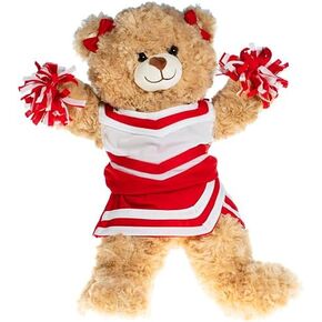 Red and White Cheerleader Outfit for 6-10 inch Stuffed Animals – Cheer Uniform Dress with Pom Poms – Plush Toy & Teddy Bear Clothes for Kids & Cheer Fans