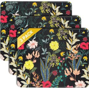JIKIOU 3 Pack Mouse Pad with Stitched Edge, Comfortable Mouse Pads with Non-Slip Rubber Base, Washable Mousepads Bulk with Lycra Cloth, Mouse Pads for Computers Laptop Mouse 10.2x8.3x0.12in Boho