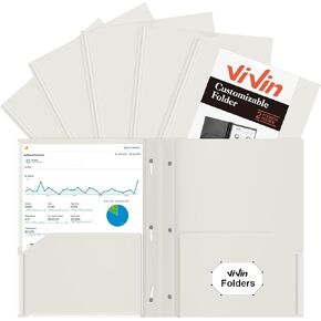 ViVin Plastic Folders with Clear Front Pocket, Heavy Duty 2 Pocket Folder with 3 Prongs,6 Pack, Fits Letter Size Sheets, Multicolor Bulk foders for Office and School (Assorted Color)